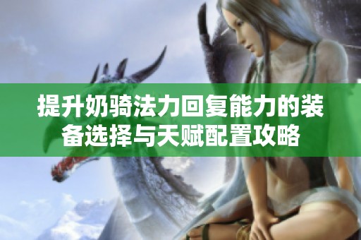 提升奶骑法力回复能力的装备选择与天赋配置攻略