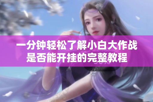 一分钟轻松了解小白大作战是否能开挂的完整教程