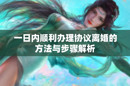 一日内顺利办理协议离婚的方法与步骤解析