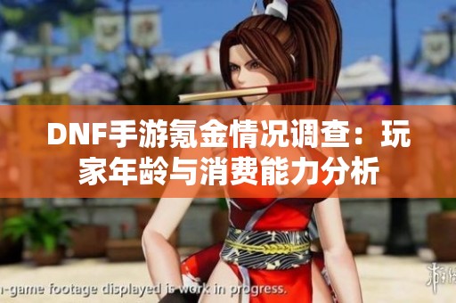 DNF手游氪金情况调查：玩家年龄与消费能力分析