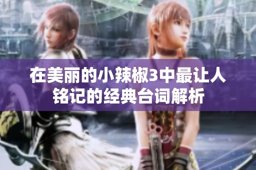 在美丽的小辣椒3中最让人铭记的经典台词解析