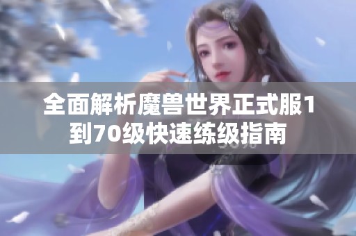 全面解析魔兽世界正式服1到70级快速练级指南