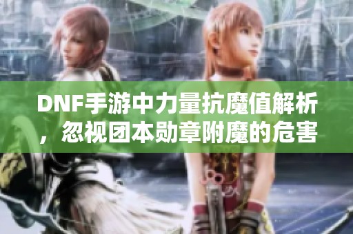 DNF手游中力量抗魔值解析，忽视团本勋章附魔的危害