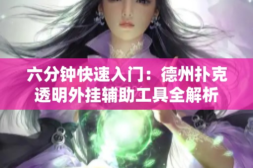 六分钟快速入门：德州扑克透明外挂辅助工具全解析