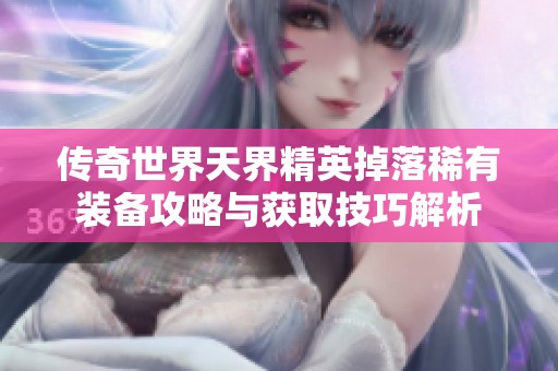 传奇世界天界精英掉落稀有装备攻略与获取技巧解析
