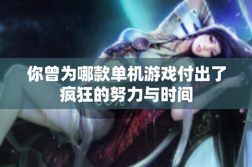 你曾为哪款单机游戏付出了疯狂的努力与时间