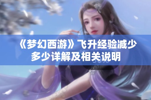 《梦幻西游》飞升经验减少多少详解及相关说明