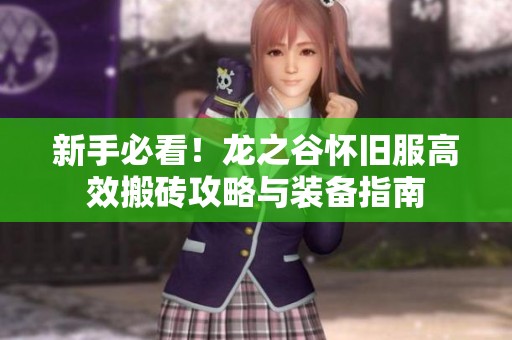 新手必看！龙之谷怀旧服高效搬砖攻略与装备指南