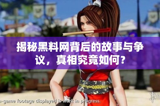 揭秘黑料网背后的故事与争议，真相究竟如何？