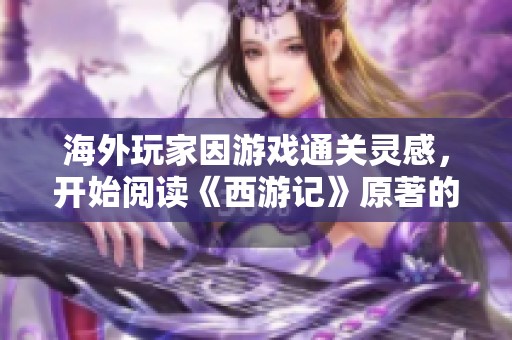 海外玩家因游戏通关灵感，开始阅读《西游记》原著的故事之旅