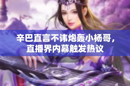 辛巴直言不讳炮轰小杨哥，直播界内幕触发热议