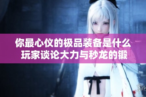 你最心仪的极品装备是什么 玩家谈论大力与秒龙的锻造体验
