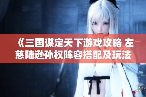 《三国谋定天下游戏攻略 左慈陆逊孙权阵容搭配及玩法详解》