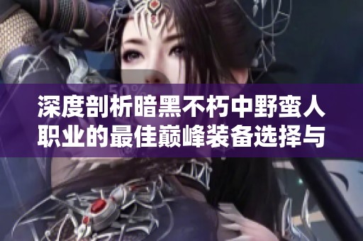 深度剖析暗黑不朽中野蛮人职业的最佳巅峰装备选择与搭配技巧