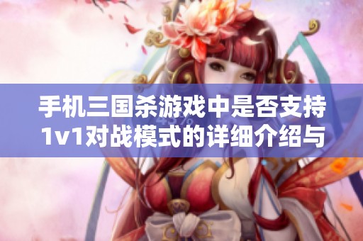 手机三国杀游戏中是否支持1v1对战模式的详细介绍与玩法解析