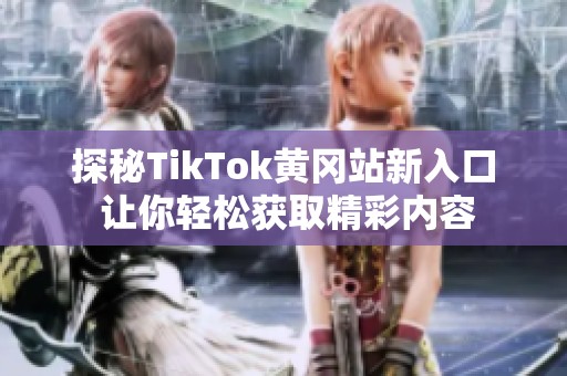 探秘TikTok黄冈站新入口 让你轻松获取精彩内容