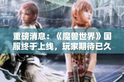 重磅消息：《魔兽世界》国服终于上线，玩家期待已久的时刻来了