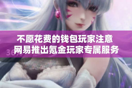 不愿花费的钱包玩家注意 网易推出氪金玩家专属服务器揭秘