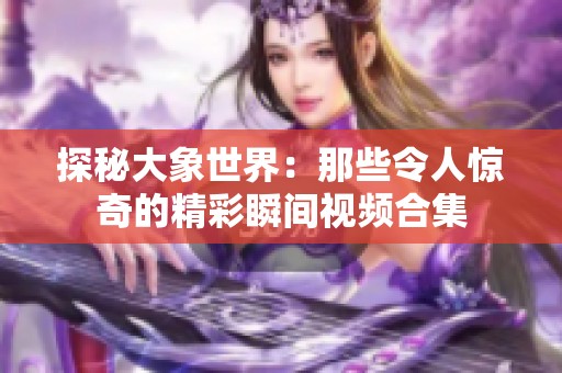 探秘大象世界：那些令人惊奇的精彩瞬间视频合集